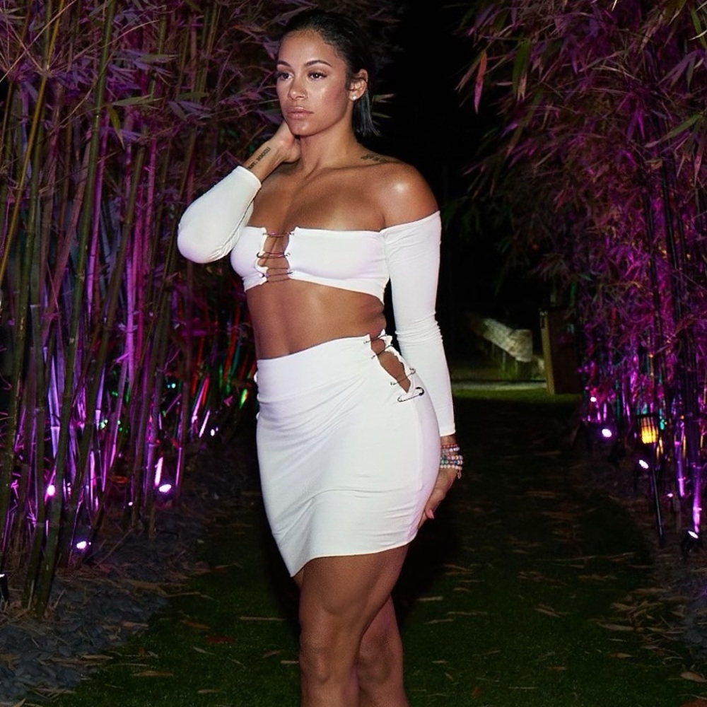 My outfit online white 2 piece with silver pin accents